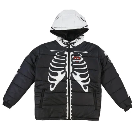 Glo Gang Skeleton Puffer Jacket Black
